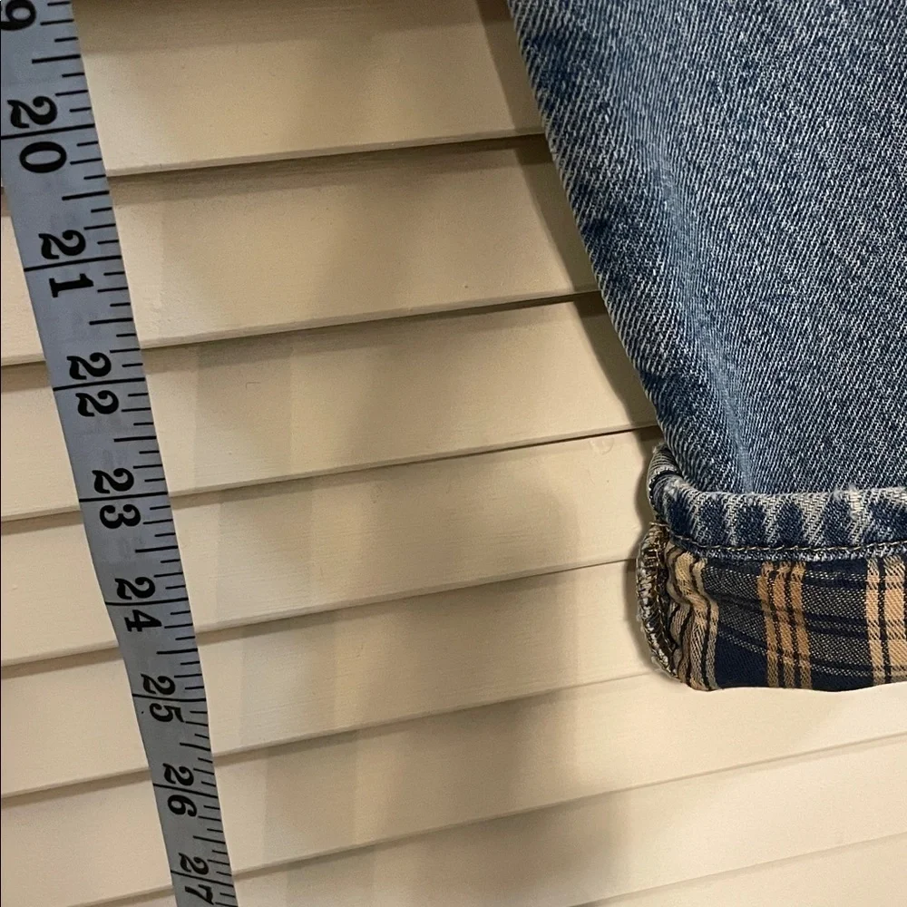 L.L. Bean Men's Relaxed Fit Distressed Flannel Underneath Denim Jeans